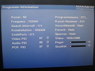 2015_10_31_PCH2_004.JPG
RTL Nitro, neu im NRW gemischtes Boquet, SFN Düsseldorf/Ruhrgebiet, K52
Schlüsselwörter: TV DX Tropo Überreichweite DVB-T DTT digital UHF RTL NITRO neu NRW Gemischtes Boquet Düsseldorf Ruhrgebiet K52