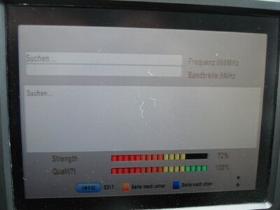 2016_05_31_PCH2_007.JPG
Empfangseigenschaften des DVB-T2-Pilot-Multiplex, Magdeburg, K45v. Die Multithek enthält keinen EPG
Schlüsselwörter: TV DX Tropo Überreichweite DVB-T2 HEVC DTT digital UHF freenet Pilotprojekt Magdeburg K45 Parameter