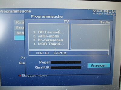 2016_06_10_PCH2_006.JPG
BR Boquet Nordbayern, SFN Oberfranken, K40
Schlüsselwörter: TV DX Tropo Überreichweite DVB-T DTT digital UHF BR bayerischer Rundfunk Nordbayern Oberfranken K40 Suchlauf