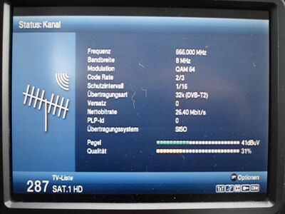 2016_11_25_PCH2_004.JPG
Sendeparameter SAT.1 HD, Freenet DVB-T2 Pilotmux, Magdeburg (Lange Lake), K45v.
Schlüsselwörter: TV DX Tropo Überreichweite DVB-T2 DTT digital UHF HEVC freenet Pilotmux K45 Sat1 K45 Magdeburg Parameter