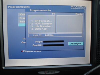 2016_12_05_PCH2_010.JPG
MDR Sachsen, leipzig (Messegelände), K37. Suchlauf auf Maximum T-1300
Schlüsselwörter: TV DX Tropo Überreichweite DVB-T DTT digital UHF MPEG-2 MDR Sachsen Leipzig Messegelände K37 Suchlauf