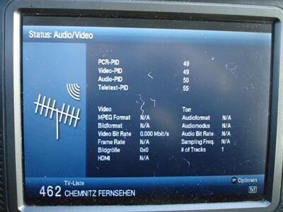 2016_12_05_PCH2_046.JPG
Weitere ID's für Chemnitz Fernsehen, Chemnitz (Stelzendorf), K48v. Das Signal war inzwischen wieder weggefadet, daher 0 MBit/s :-(
Schlüsselwörter: TV DX Tropo Überreichweite DVB-T DTT digital UHF QPSK MPEG-2 Chemnitz Fernsehen K48v VID AID ID