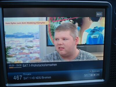 2017_05_29_PCH2_002.JPG
Sat.1 NDS/Bremen, freenet.TV 2, SFN Bremen/Bremerhaven, K48
Schlüsselwörter: TV DX Tropo Überreichweite DVB-T2 DTT digital UHF freenet.TV 2 HEVC Sat1 Bremen Bremerhaven K48